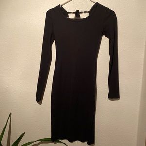 H&M Divided Ribbed Black Mini Dress Tie Back Small